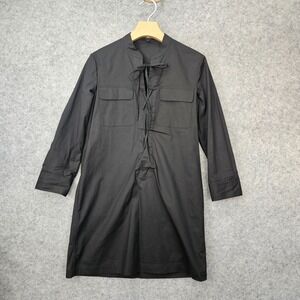 THEORY Shift Poplin Tunic Dress Womens 00 XXS Black Lace Up Stretch Poplin 18x30